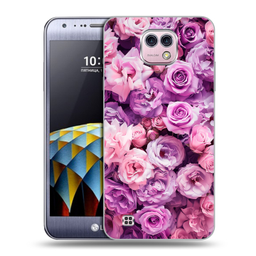 Силиконовый чехол на LG X cam с принтом лавандовые розы