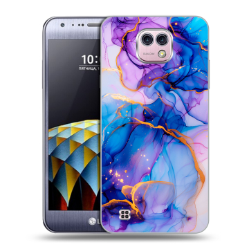 Силиконовый чехол на LG X cam с принтом синий мрамор Силиконовый чехол на LG X cam с принтом синий мрамор