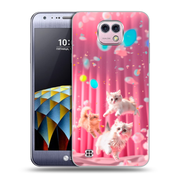 Силиконовый чехол на LG X cam с принтом милые котики