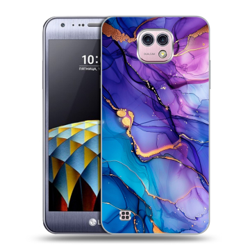 Силиконовый чехол на LG X cam с принтом синий мрамор
