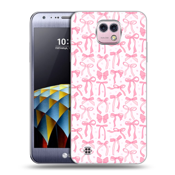 Силиконовый чехол на LG X cam с принтом Розовые бантики