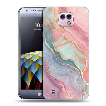 Силиконовый чехол на LG X cam с принтом розовый мрамор Силиконовый чехол на LG X cam с принтом розовый мрамор
