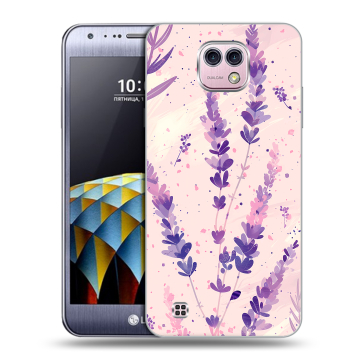 Силиконовый чехол на LG X cam с принтом цветы лаванда Силиконовый чехол на LG X cam с принтом цветы лаванда