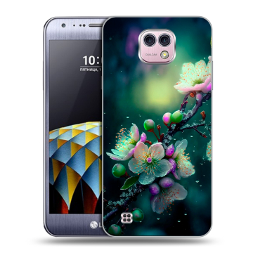 Силиконовый чехол на LG X cam с принтом Цветы и мрамор Силиконовый чехол на LG X cam с принтом Цветы и мрамор