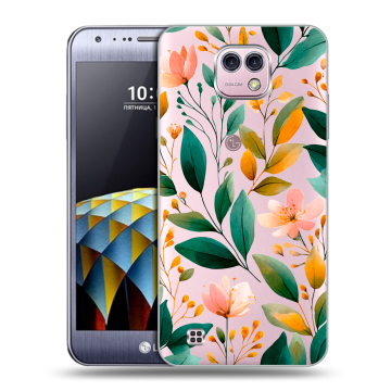 Силиконовый чехол на LG X cam с принтом Цветы паттерн