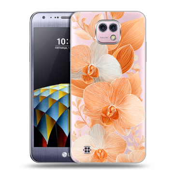 Силиконовый чехол на LG X cam с принтом Бежевые цветы