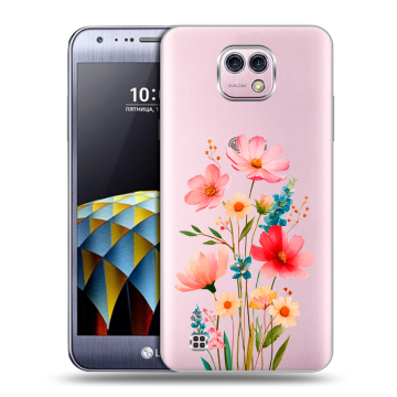 Силиконовый чехол на LG X cam с принтом Цветы
