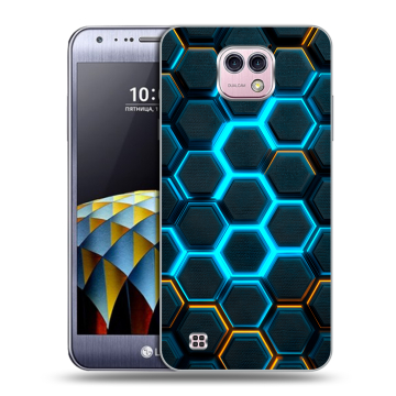 Силиконовый чехол на LG X cam с принтом Неоновые соты
