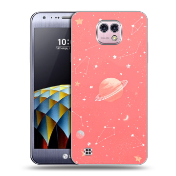 Силиконовый чехол на LG X cam с принтом Розовый космос