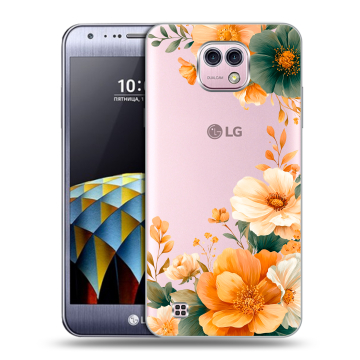 Силиконовый чехол на LG X cam с принтом Цветы принт