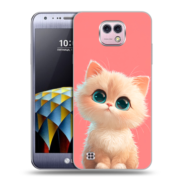 Силиконовый чехол на LG X cam с принтом Розовый котенок