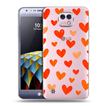 Силиконовый чехол на LG X cam с принтом Сердечки