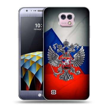 Силиконовый чехол на LG X cam с принтом Флаг России Силиконовый чехол на LG X cam с принтом Флаг России