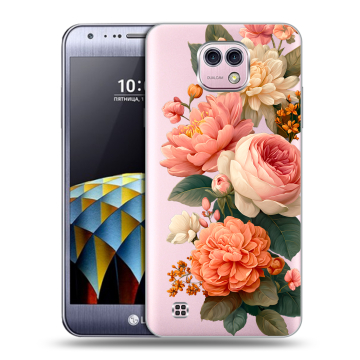Силиконовый чехол на LG X cam с принтом цветы