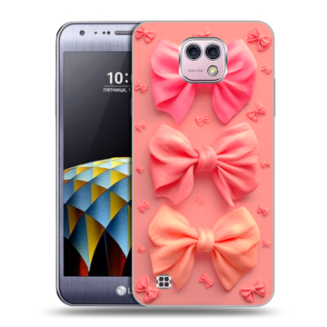 Силиконовый чехол на LG X cam с принтом Розовые бантики