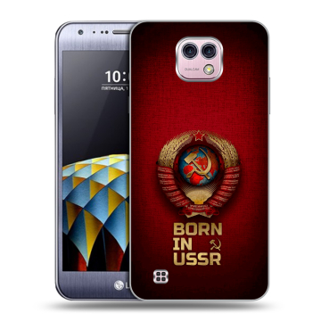 Силиконовый чехол на LG X cam с принтом Флаг Герб СССР