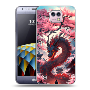 Силиконовый чехол на LG X cam с принтом Дракон Японский Силиконовый чехол на LG X cam с принтом Дракон Японский