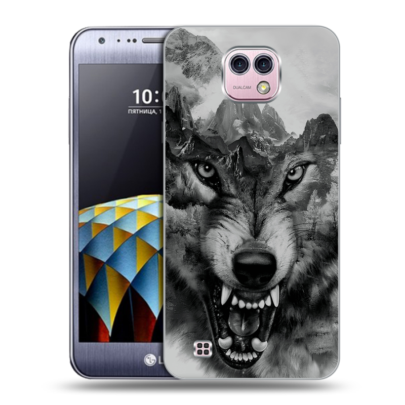 Силиконовый чехол на LG X cam с принтом Волк Силиконовый чехол на LG X cam с принтом Волк