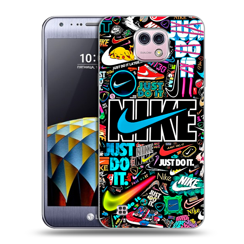 Силиконовый чехол на LG X cam с принтом найк nike черный Силиконовый чехол на LG X cam с принтом найк nike черный