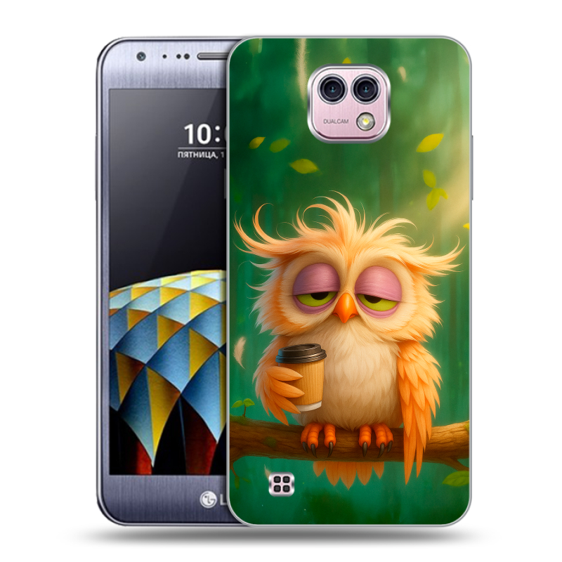 Силиконовый чехол на LG X cam с принтом сова Силиконовый чехол на LG X cam с принтом сова