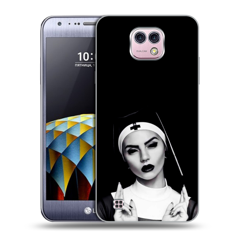 Силиконовый чехол на LG X cam с принтом монашка Силиконовый чехол на LG X cam с принтом монашка