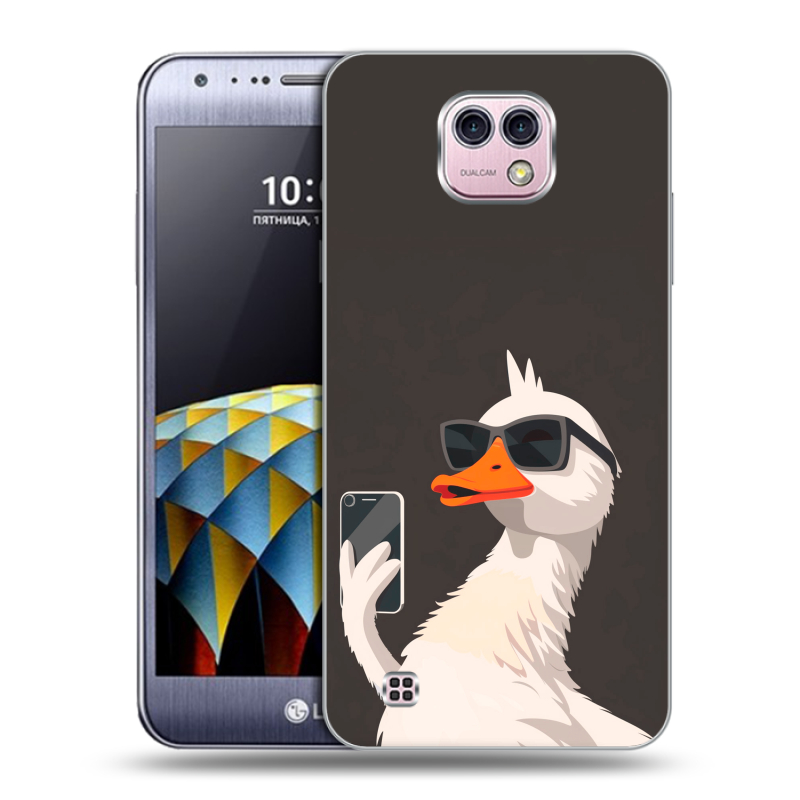Силиконовый чехол на LG X cam с принтом утка в очках Силиконовый чехол на LG X cam с принтом утка в очках