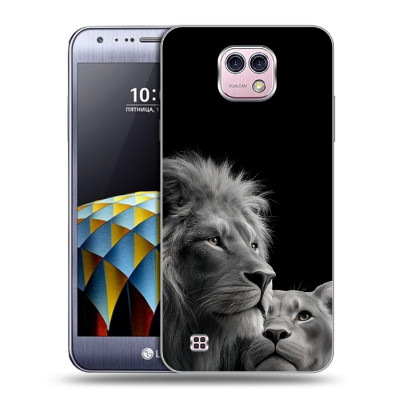 Силиконовый чехол на LG X cam с принтом Лев кошки Силиконовый чехол на LG X cam с принтом Лев кошки