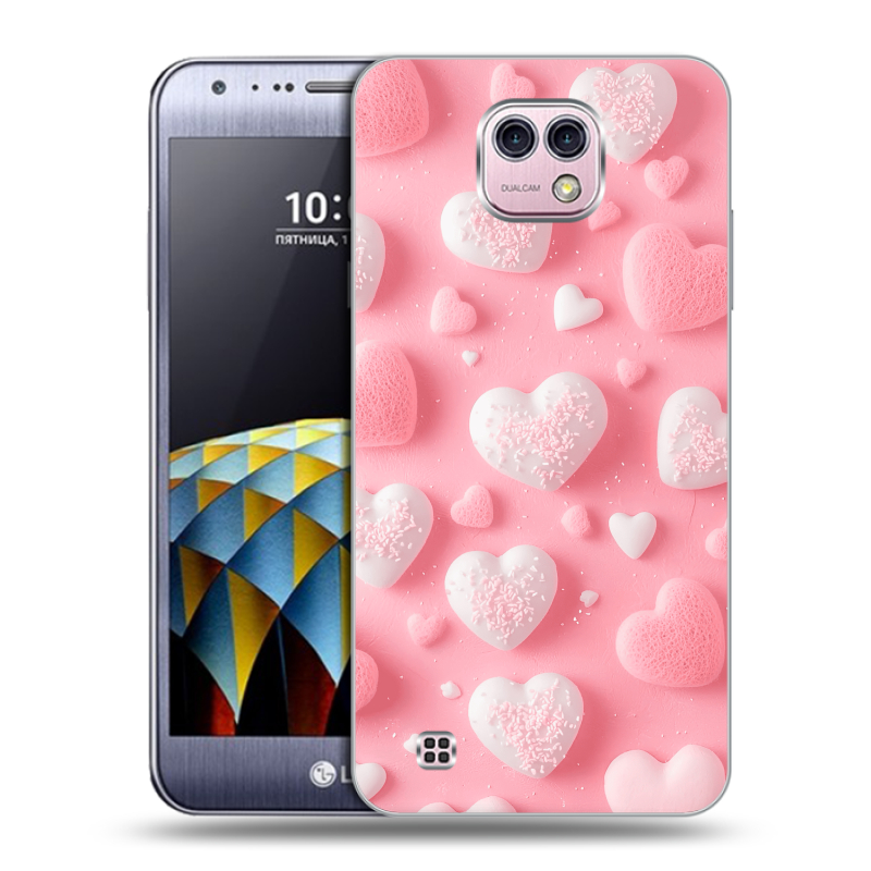 Силиконовый чехол на LG X cam с принтом Сердечки Силиконовый чехол на LG X cam с принтом Сердечки