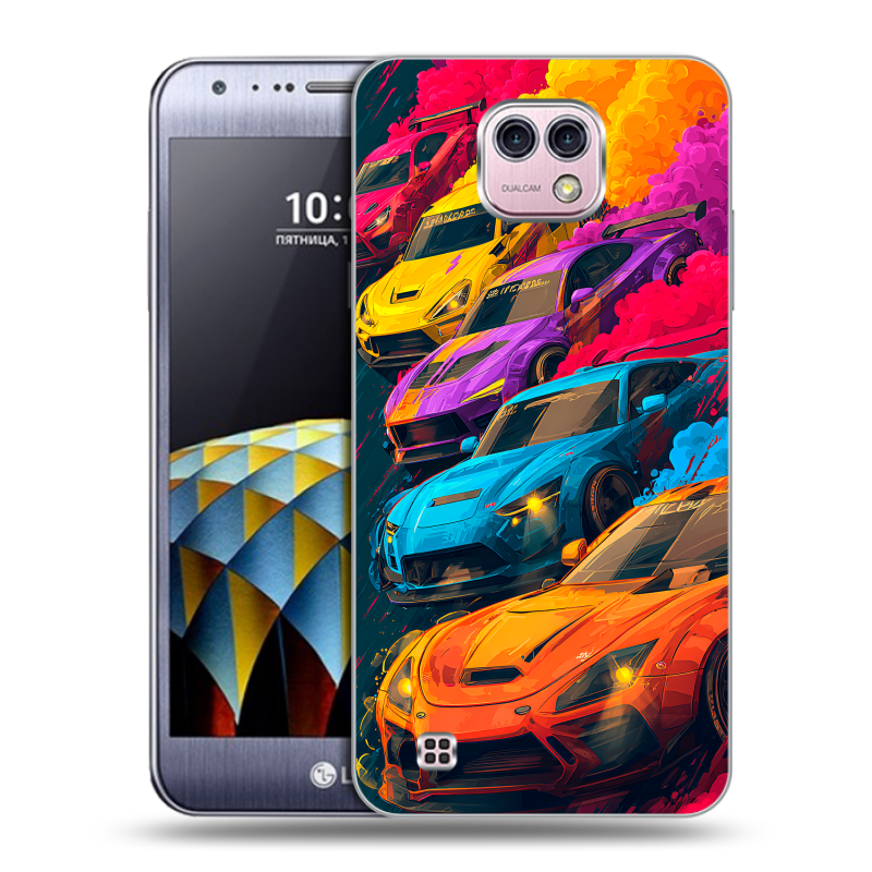 Силиконовый чехол на LG X cam с принтом Тачки Силиконовый чехол на LG X cam с принтом Тачки