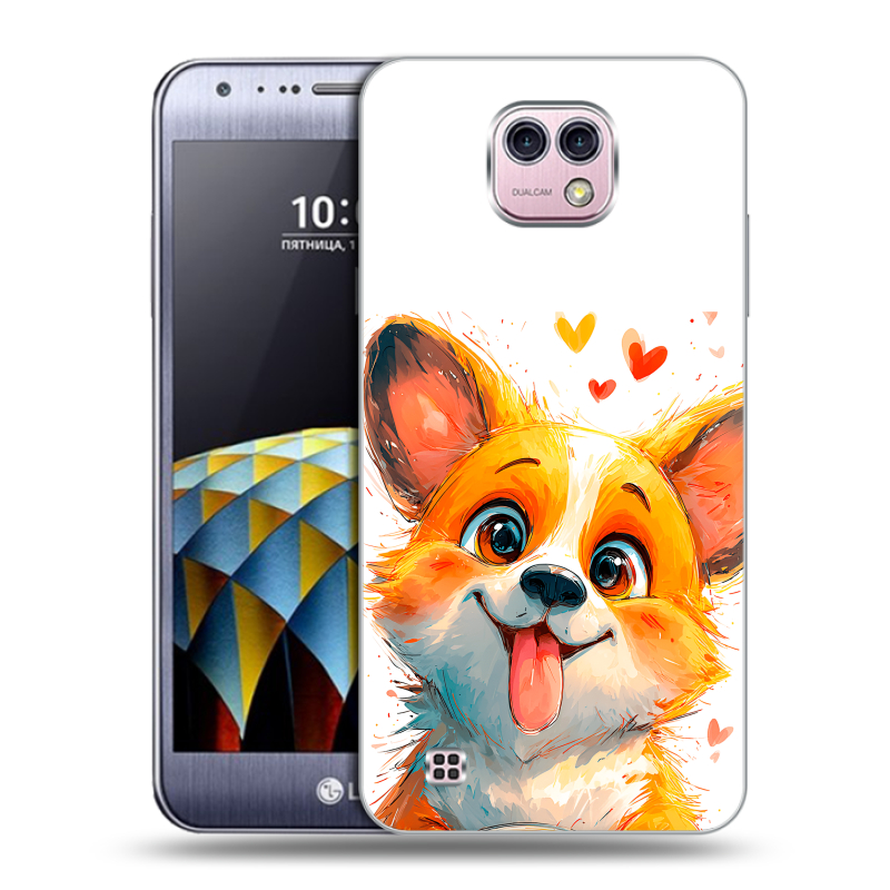 Силиконовый чехол на LG X cam с принтом корги Силиконовый чехол на LG X cam с принтом корги