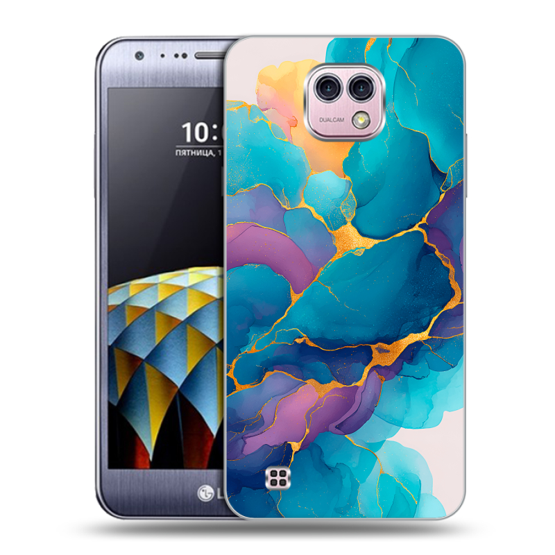 Силиконовый чехол на LG X cam с принтом Мрамор блестки Силиконовый чехол на LG X cam с принтом Мрамор блестки