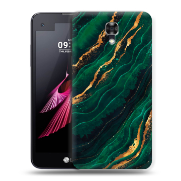 Пластиковый чехол на LG X screen с принтом Мрамор зеленое золото Пластиковый чехол на LG X screen с принтом Мрамор зеленое золото