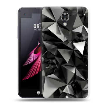 Пластиковый чехол на LG X screen с принтом Черные кристаллы