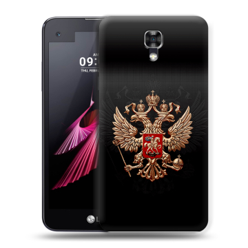 Пластиковый чехол на LG X screen с принтом Герб России