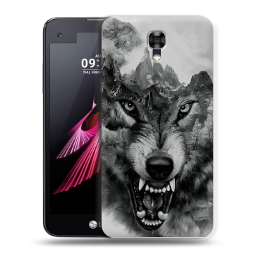 Пластиковый чехол на LG X screen с принтом Волк