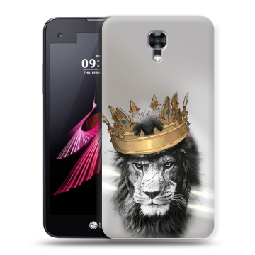 Пластиковый чехол на LG X screen с принтом Лев с короной