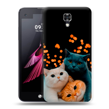 Пластиковый чехол на LG X screen с принтом Кошки