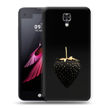 Пластиковый чехол на LG X screen с принтом Черная клубника