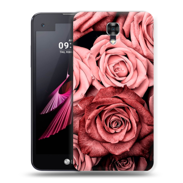 Пластиковый чехол на LG X screen с принтом Цветы розы