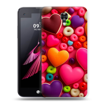 Пластиковый чехол на LG X screen с принтом Сердечки Пластиковый чехол на LG X screen с принтом Сердечки