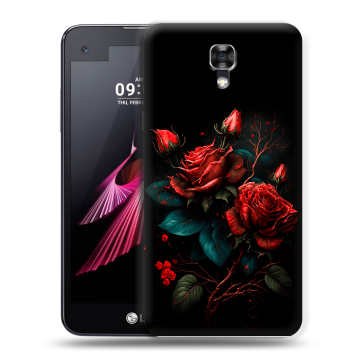 Пластиковый чехол на LG X screen с принтом Розы красные