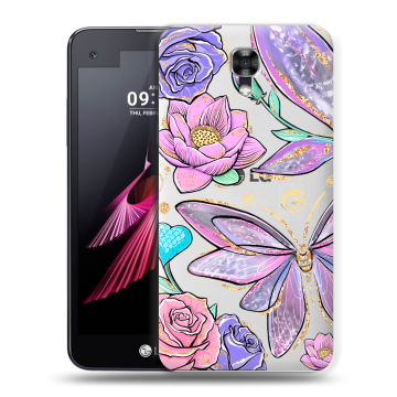Пластиковый чехол на LG X screen с принтом Бабочки и цветы Пластиковый чехол на LG X screen с принтом Бабочки и цветы
