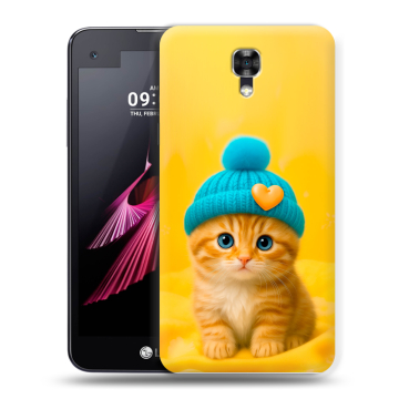 Пластиковый чехол на LG X screen с принтом Котенок в шапке Пластиковый чехол на LG X screen с принтом Котенок в шапке