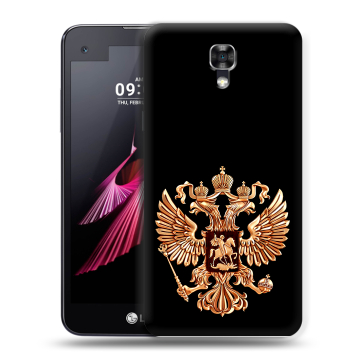 Пластиковый чехол на LG X screen с принтом Герб России золотой Пластиковый чехол на LG X screen с принтом Герб России золотой