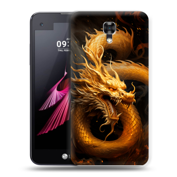 Пластиковый чехол на LG X screen с принтом Золотой дракон Пластиковый чехол на LG X screen с принтом Золотой дракон