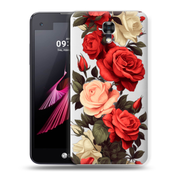 Пластиковый чехол на LG X screen с принтом Розы Пластиковый чехол на LG X screen с принтом Розы