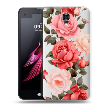 Пластиковый чехол на LG X screen с принтом Розы Пластиковый чехол на LG X screen с принтом Розы