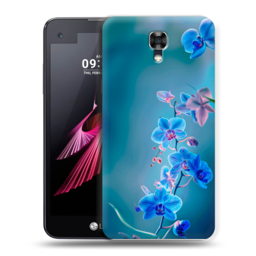 Пластиковый чехол на LG X screen с принтом Голубые цветы Пластиковый чехол на LG X screen с принтом Голубые цветы