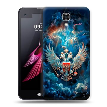 Пластиковый чехол на LG X screen с принтом Герб флаг России Пластиковый чехол на LG X screen с принтом Герб флаг России