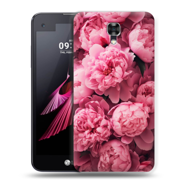 Пластиковый чехол на LG X screen с принтом цветы пионы Пластиковый чехол на LG X screen с принтом цветы пионы